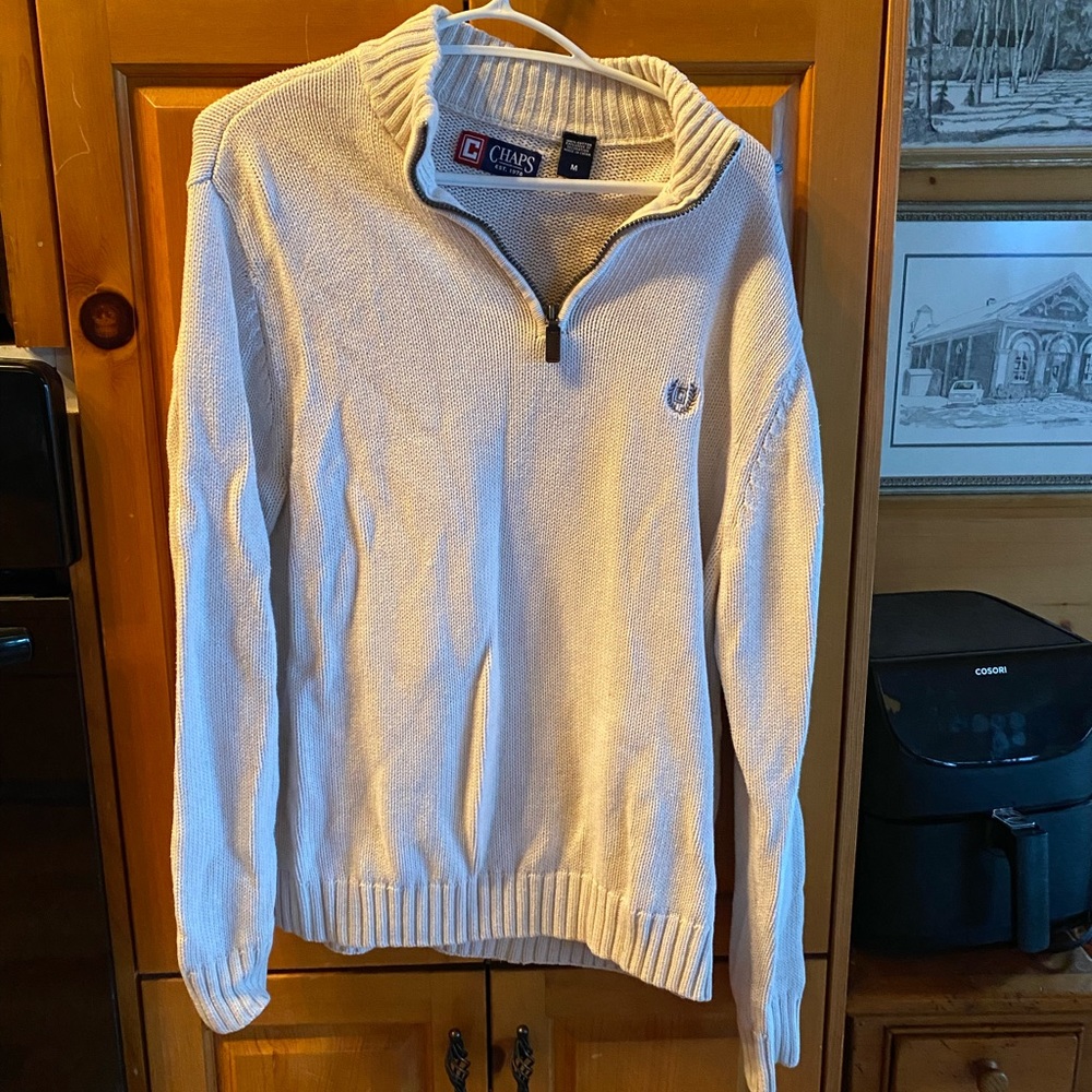 White chaps quarter zip knitted